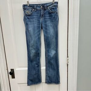 Silver Suki Flap 17" thick stitch denim jeans women's 28 x 31